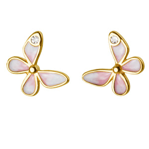 Open image in slideshow, Butterfly Earrings Silver, Gold, Rose Gold 18k platted Studs. Sterling Silver Hypoallergenic, lightweight cute earrings with a brilliant cubic zirconia
