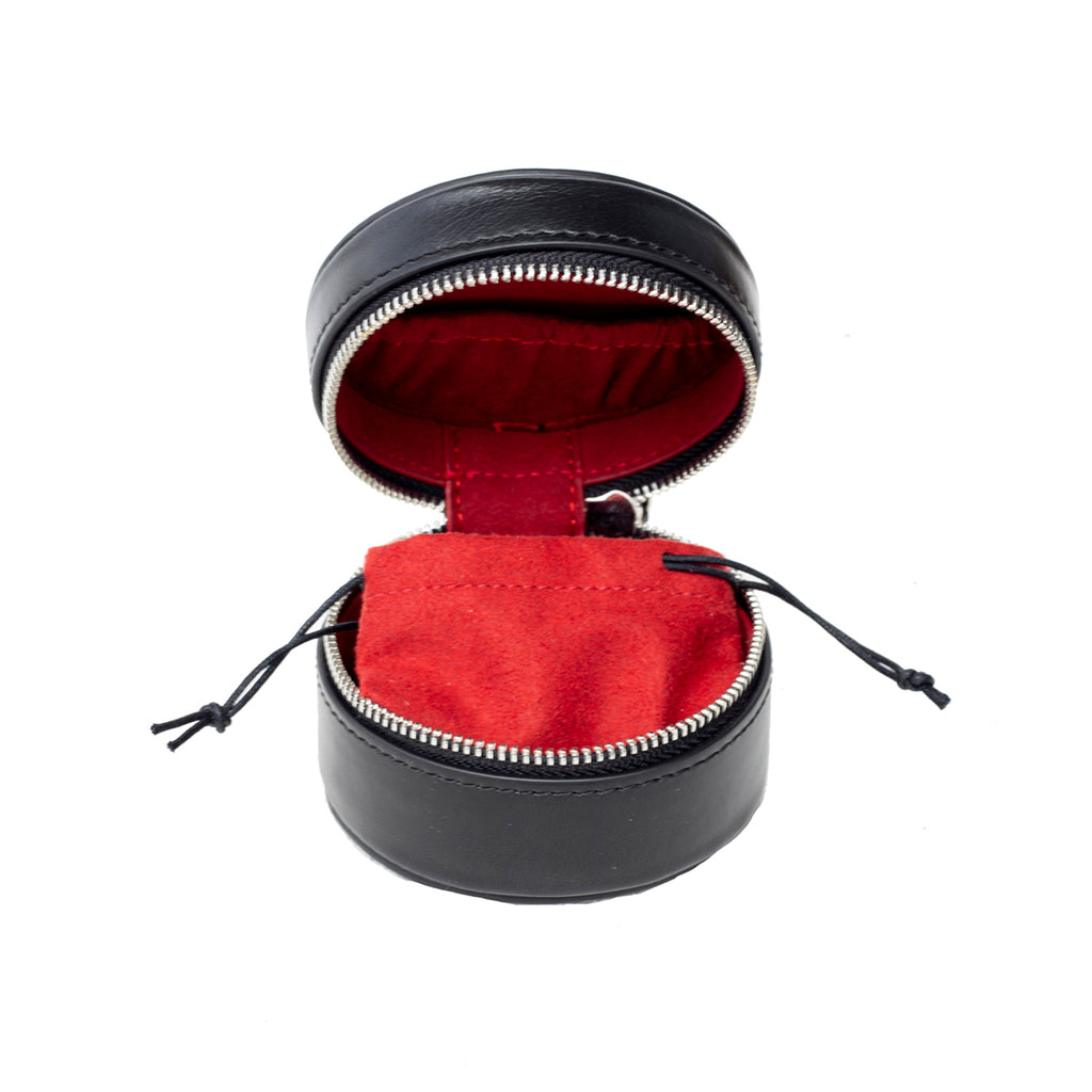 Jewellery Box Case, Crafted from 100% Top Grain First Layer Genuine Leather, Jewellery Organiser to Safeguard your valuables compact round case is modern and practical.
