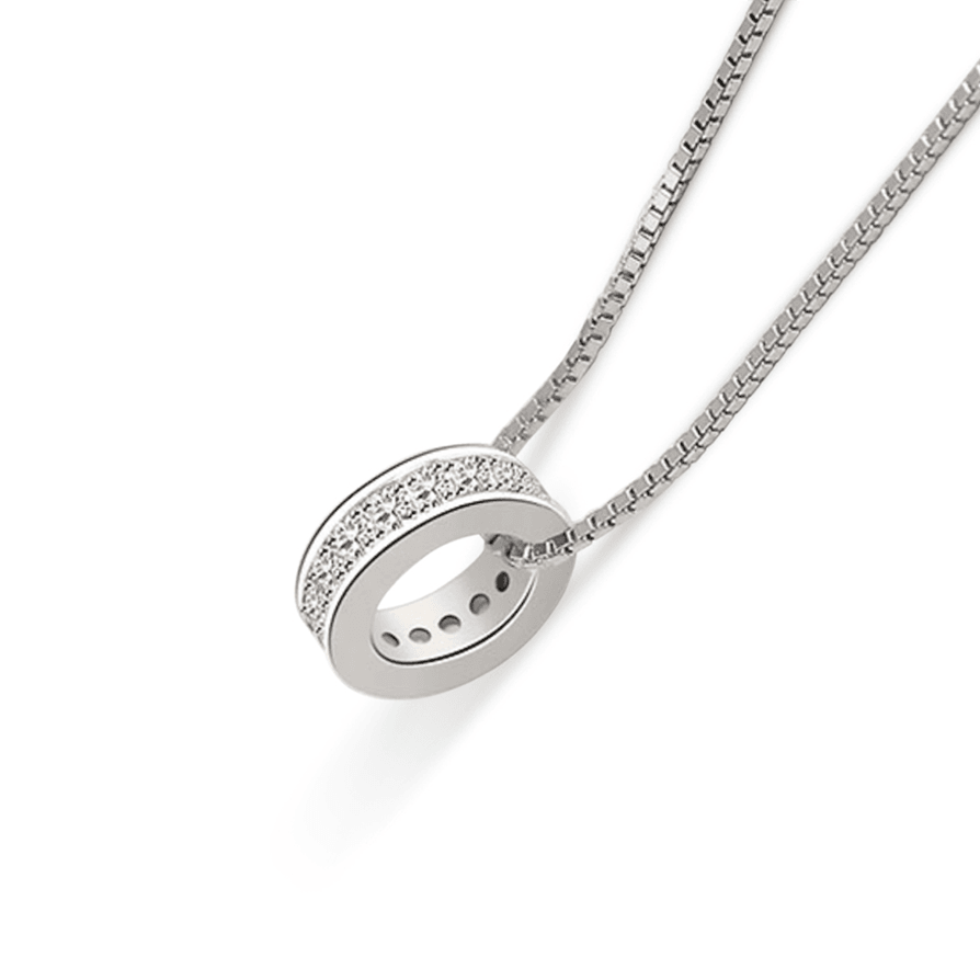 Silver Necklace Pendant with a hint of Sparkle. Gold, Silver or Rose Gold Sterling Silver Classic and minimalistic chain design with a brilliant cubic zirconia 