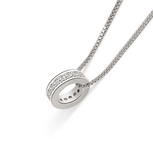 Open image in slideshow, Silver Necklace Pendant with a hint of Sparkle. Gold, Silver or Rose Gold Sterling Silver Classic and minimalistic chain design with a brilliant cubic zirconia 
