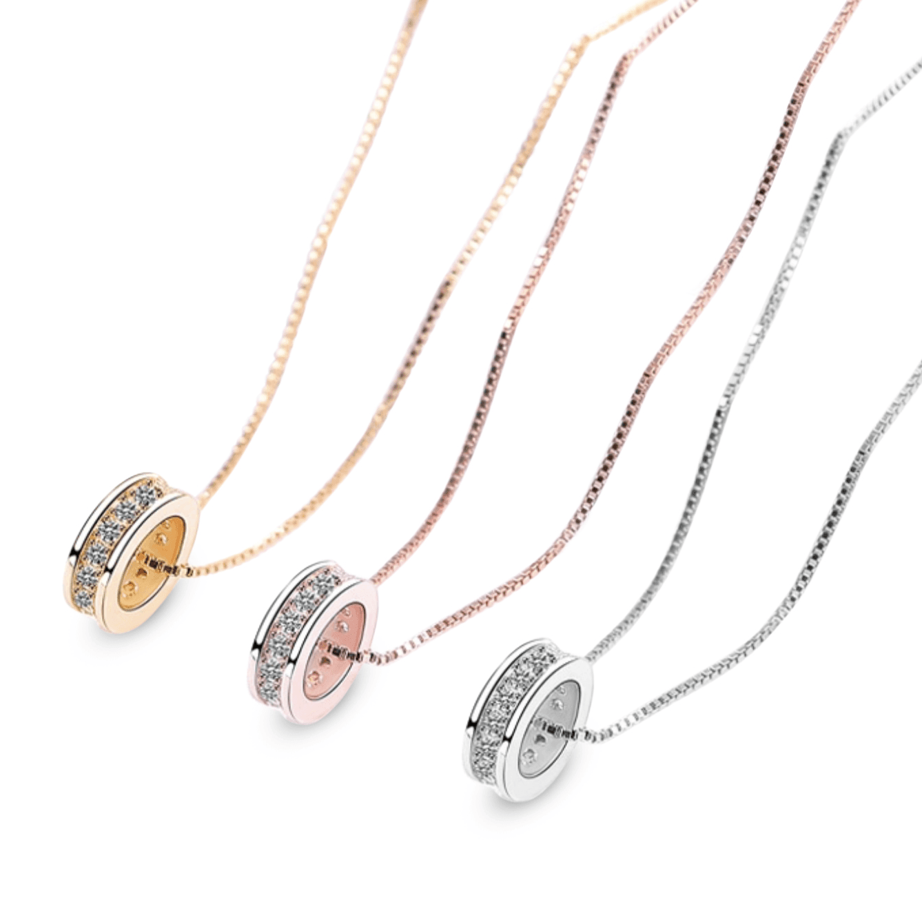 Silver Necklace Pendant with a hint of Sparkle. Gold, Silver or Rose Gold Sterling Silver Classic and minimalistic chain design with a brilliant cubic zirconia 
